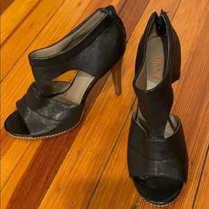 Black open toe pump